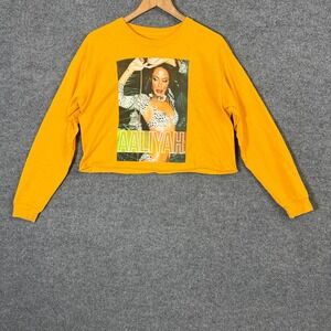 Aaliyah Shirt Womens Large Graphic Cropped Long Sleeve